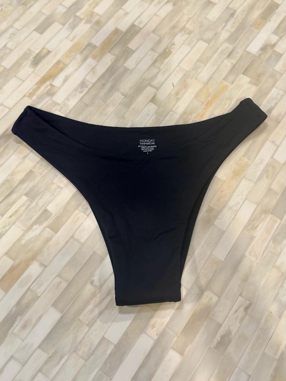 NWOT Monday Swimwear Black High-Cut Bikini Bottom - Cheeky